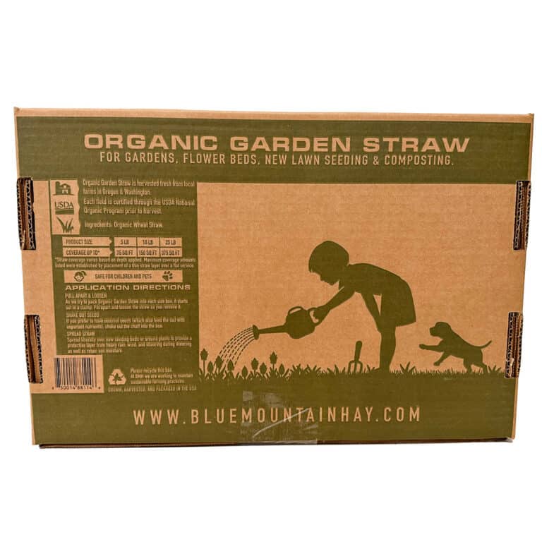 stand up box of organic garden straw for sale