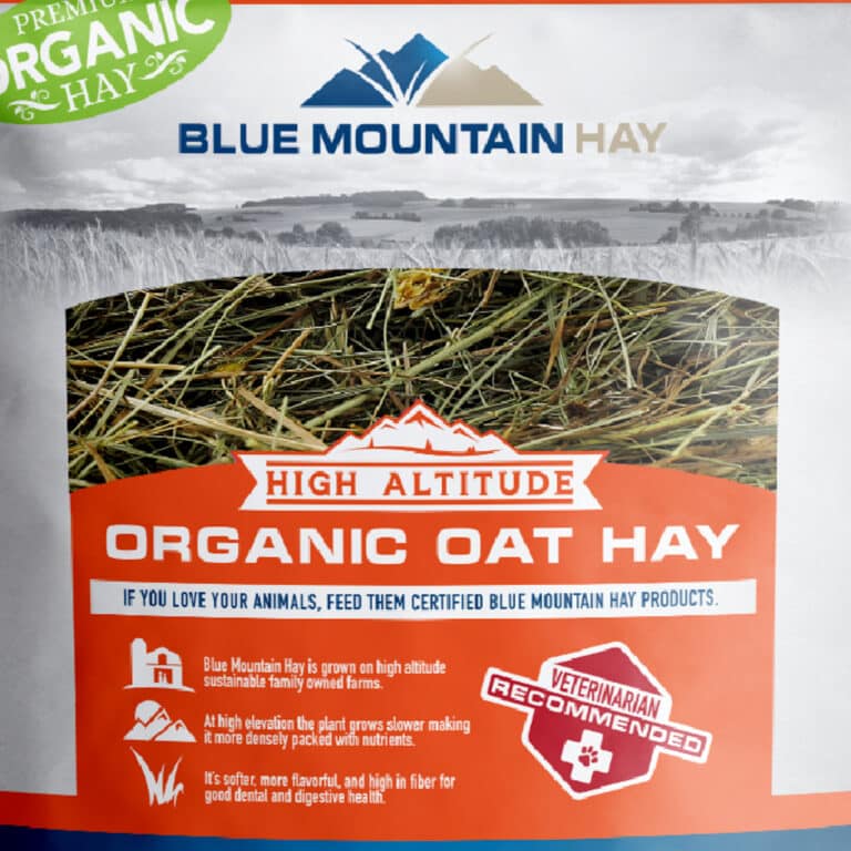 close-up of organic oat hay for rabbits for sale pouch