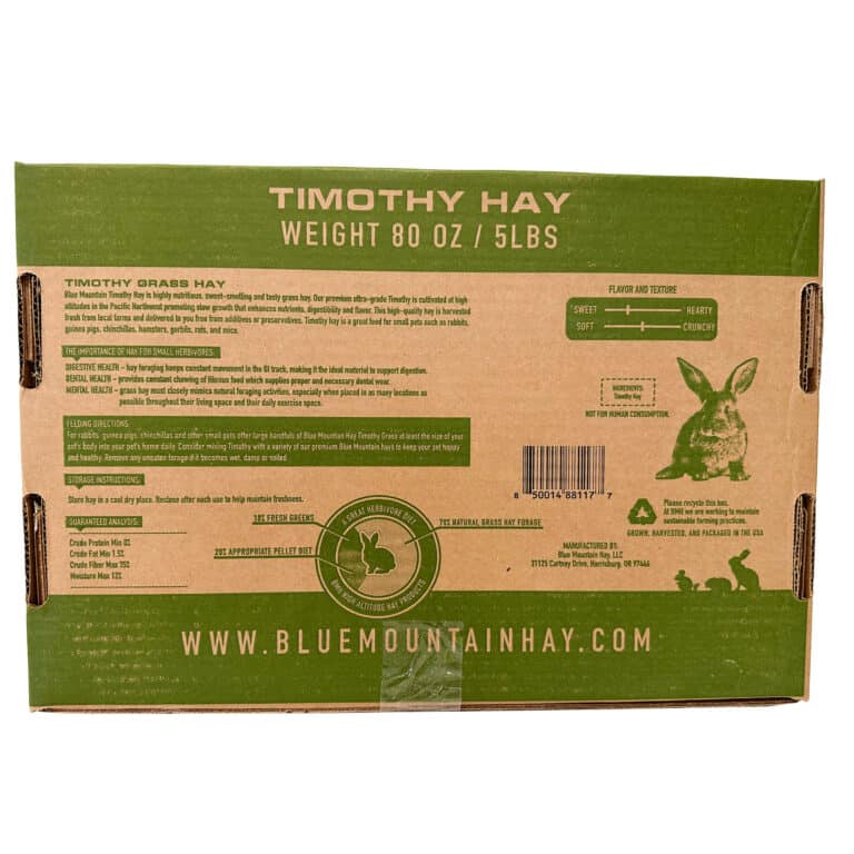 Closed box of Timothy hay